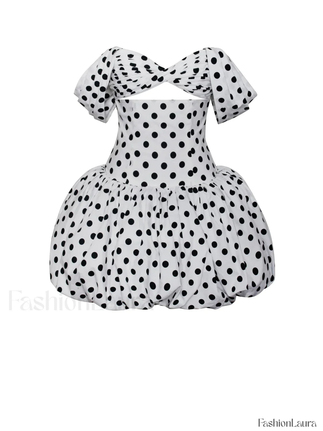 Umika Polka Dots Charming Bubble Hem Mini Dress