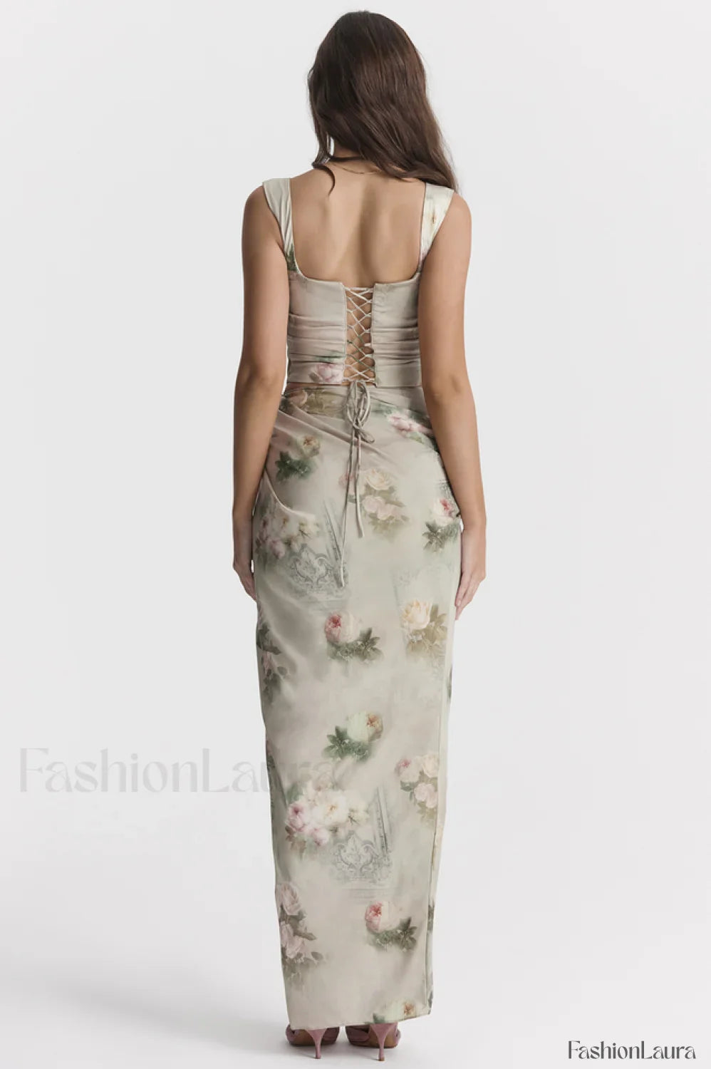 Una Vintage Floral Corset Graceful + Maxi Skirt Set