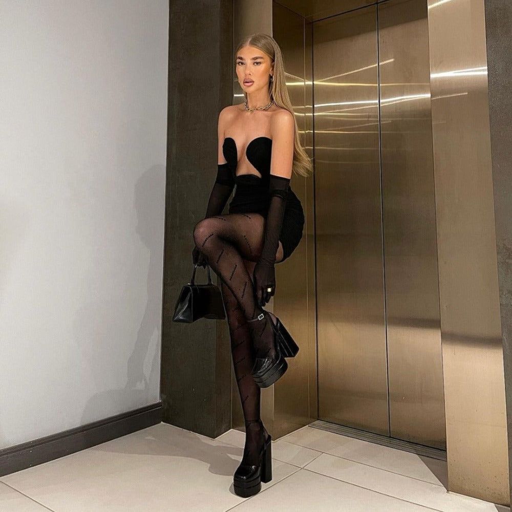 The Vogue Cut-Out Bustier Draped Mini Dress 2