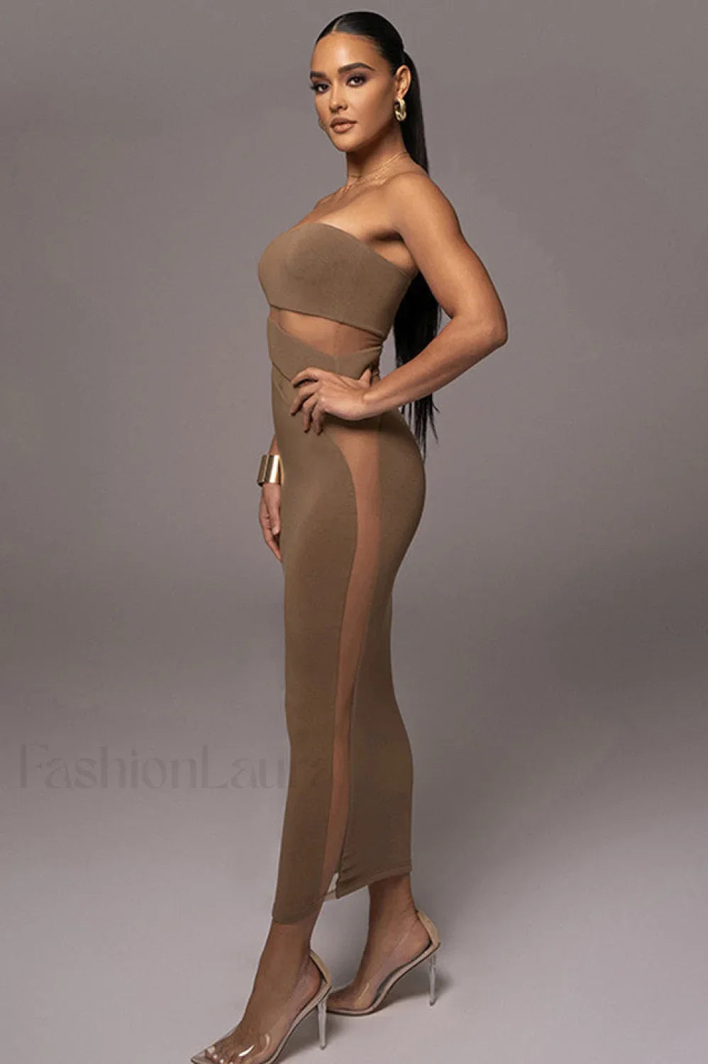 Unpredictable Elegant Midi Dress S / Pecan