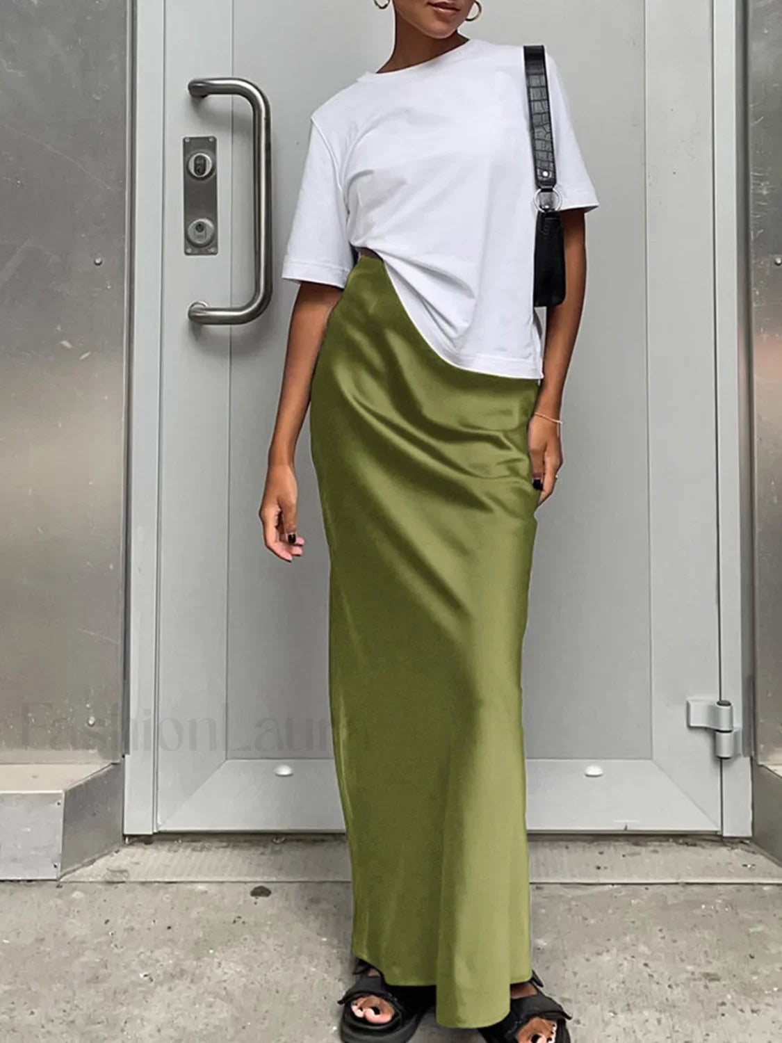 Utility Satin Graceful Maxi Skirt Green / XS Skirts