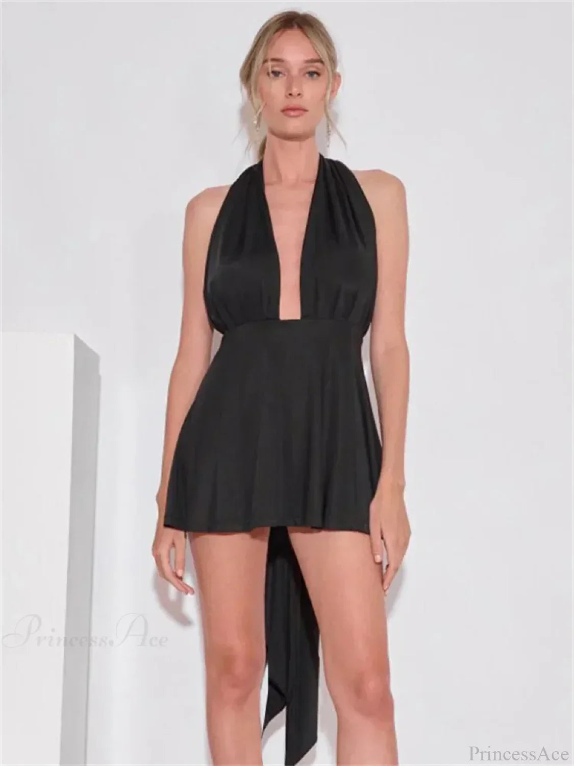 V-Neck Backless Bandage Mini Dress - View 7