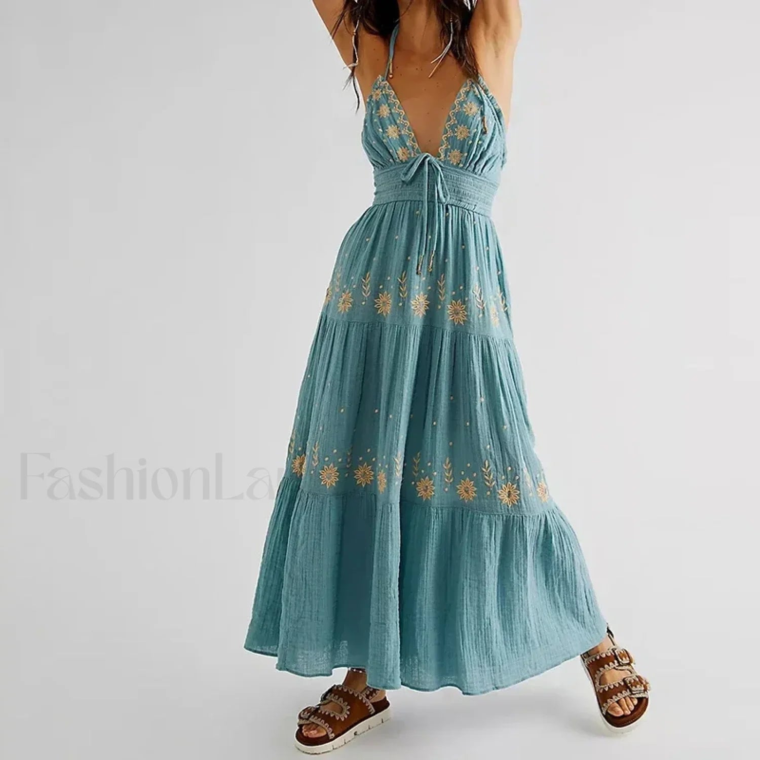 V-Neck Backless Party Boho Dress