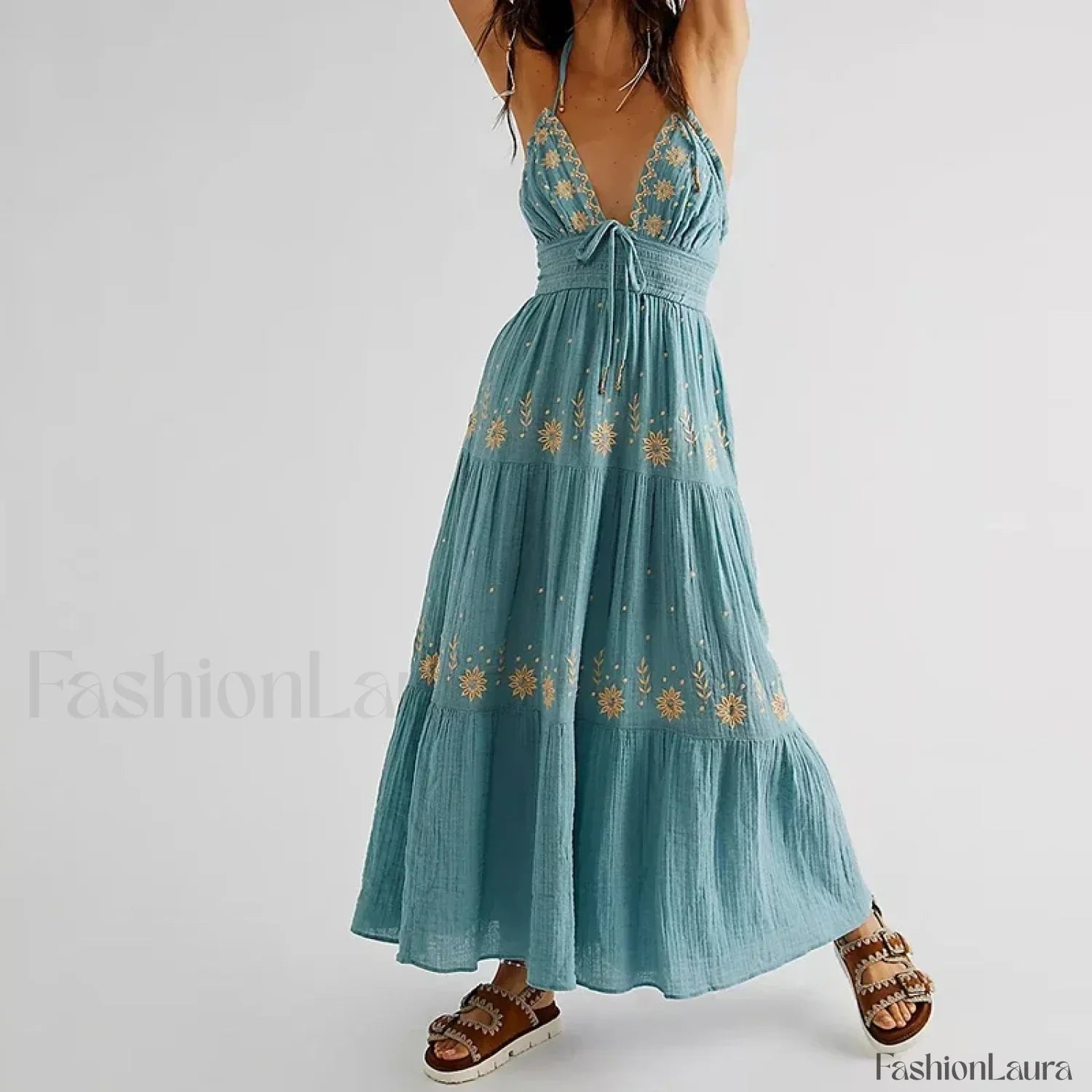 V-Neck Backless Party Boho Dress