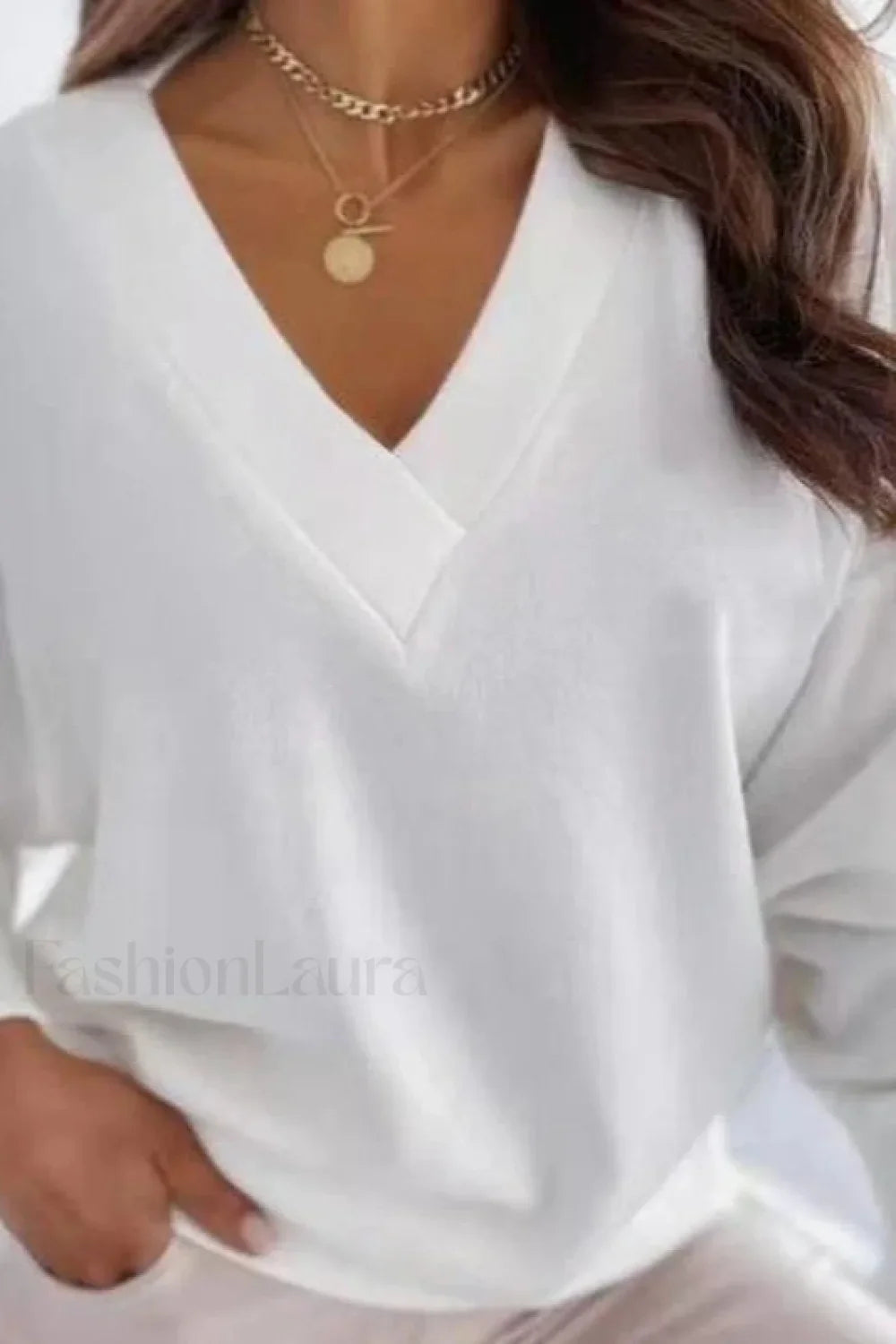 V-Neck Button Knit Pullover Sweater