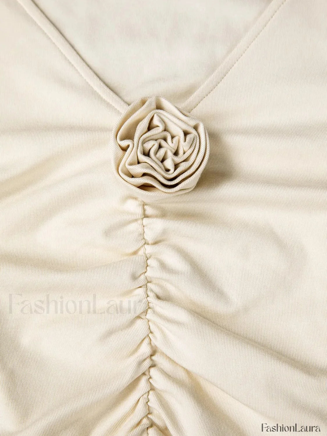 V-neck Draped Floral Detail Modern Blouse with Matching Scarf