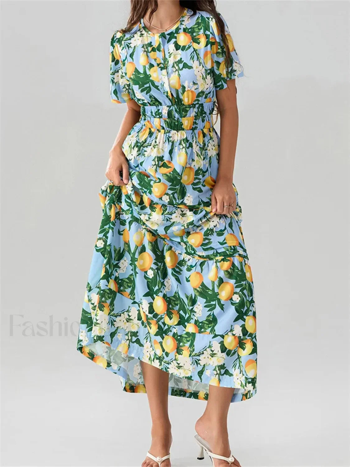 V Neck Flare Sleeve Pocket Maxi Dress