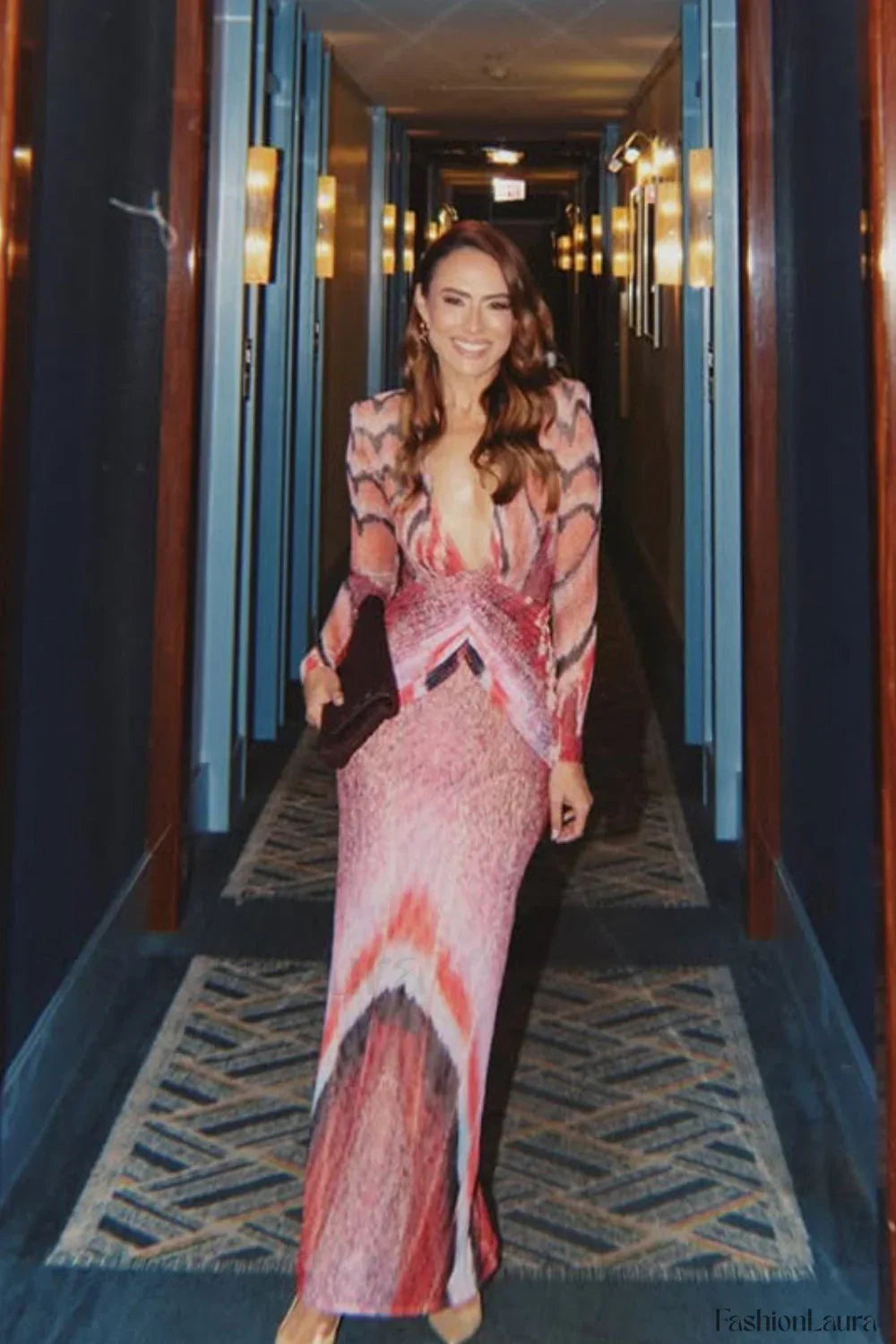 V-Neck Floral Bodycon Maxi Dress