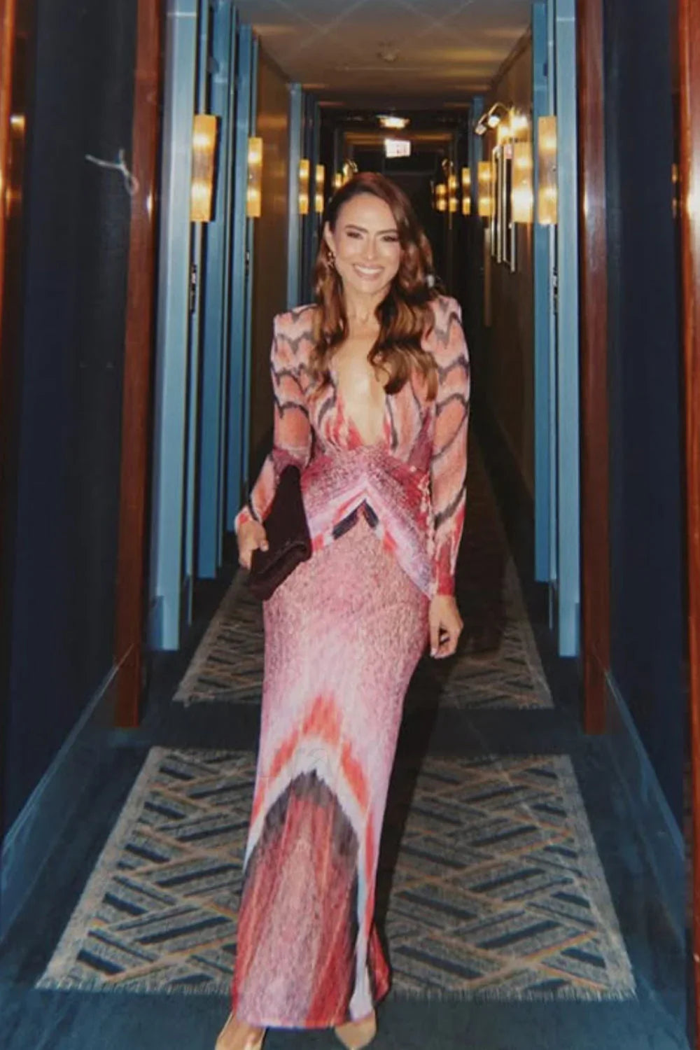 V-Neck Floral Bodycon Maxi Dress