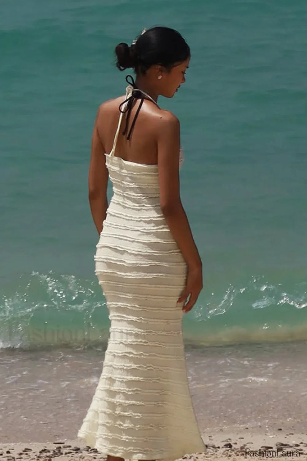 V-Neck Halter Bodycon Maxi Dress