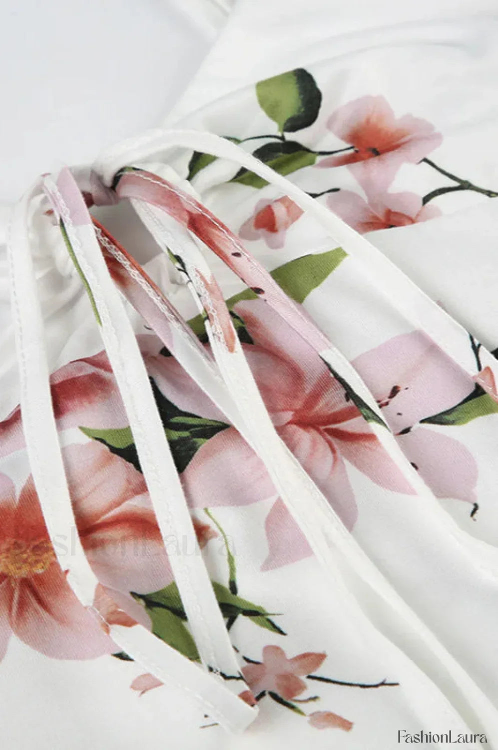 V-Neck Lace-Up Floral Retro Fishtail Dress Pure Desire Maxi Style