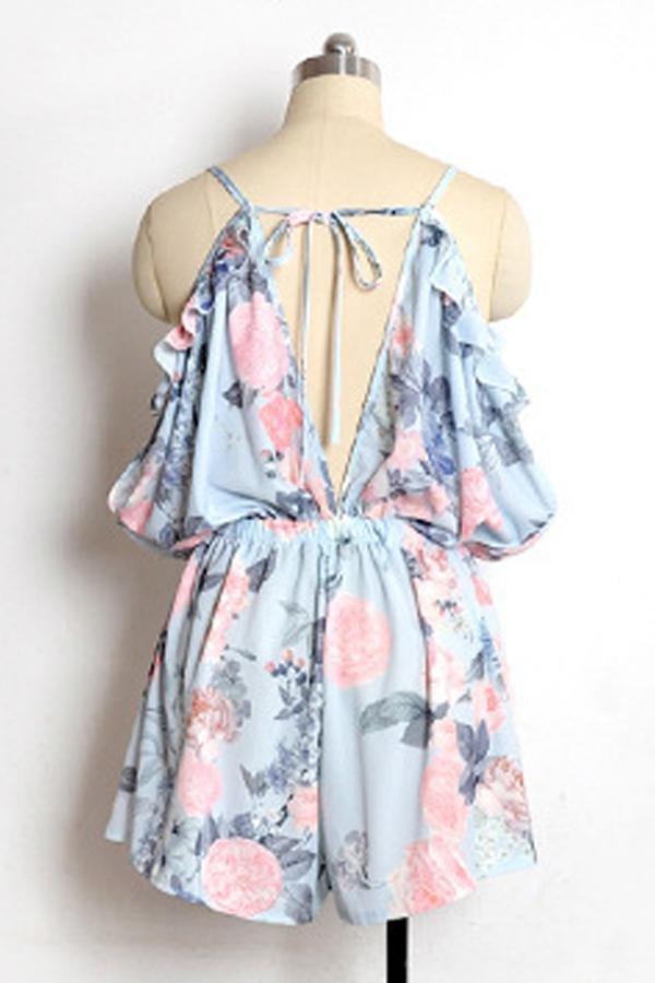 V-neck Ruffled Chiffon Skirt Pants