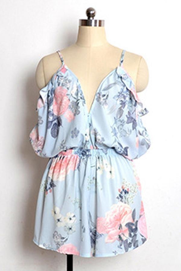 V-neck Ruffled Chiffon Skirt Pants