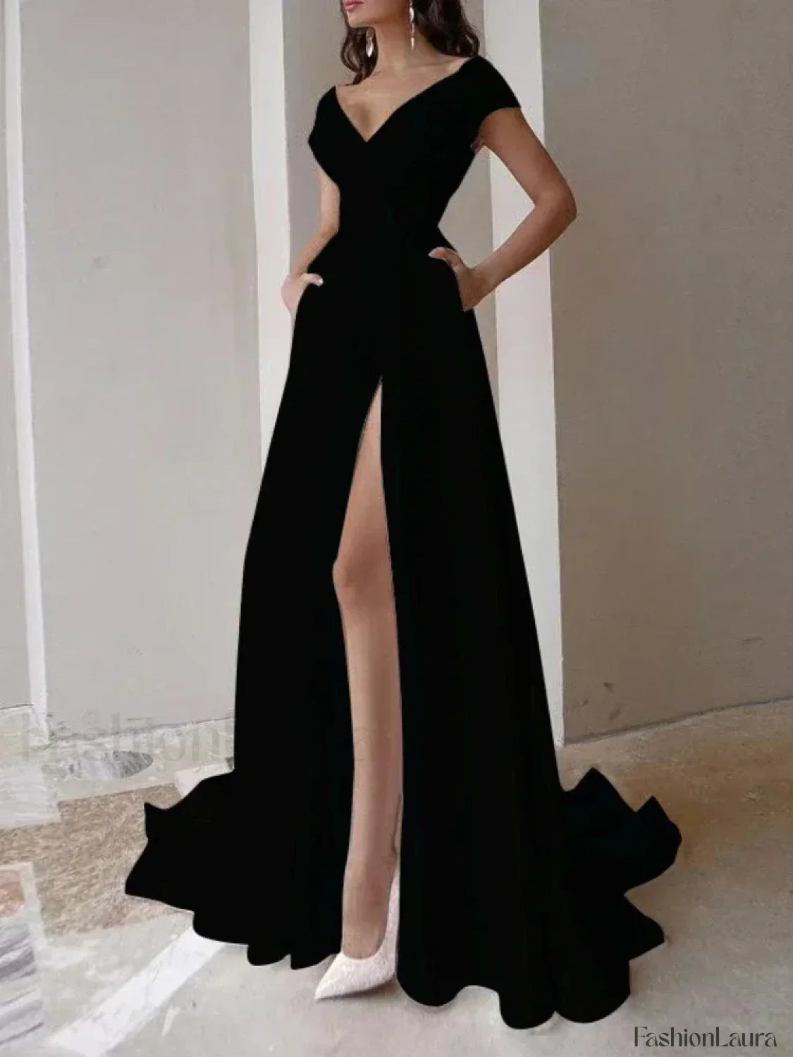 V-neck Ruffled Evening Long High Waist Elegant Party 2024 New Sexy Irregular Graduation Prom Dress