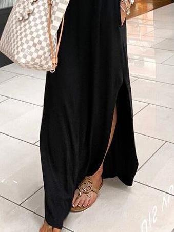 V Neck Short Sleeve Casual Pocket Dress