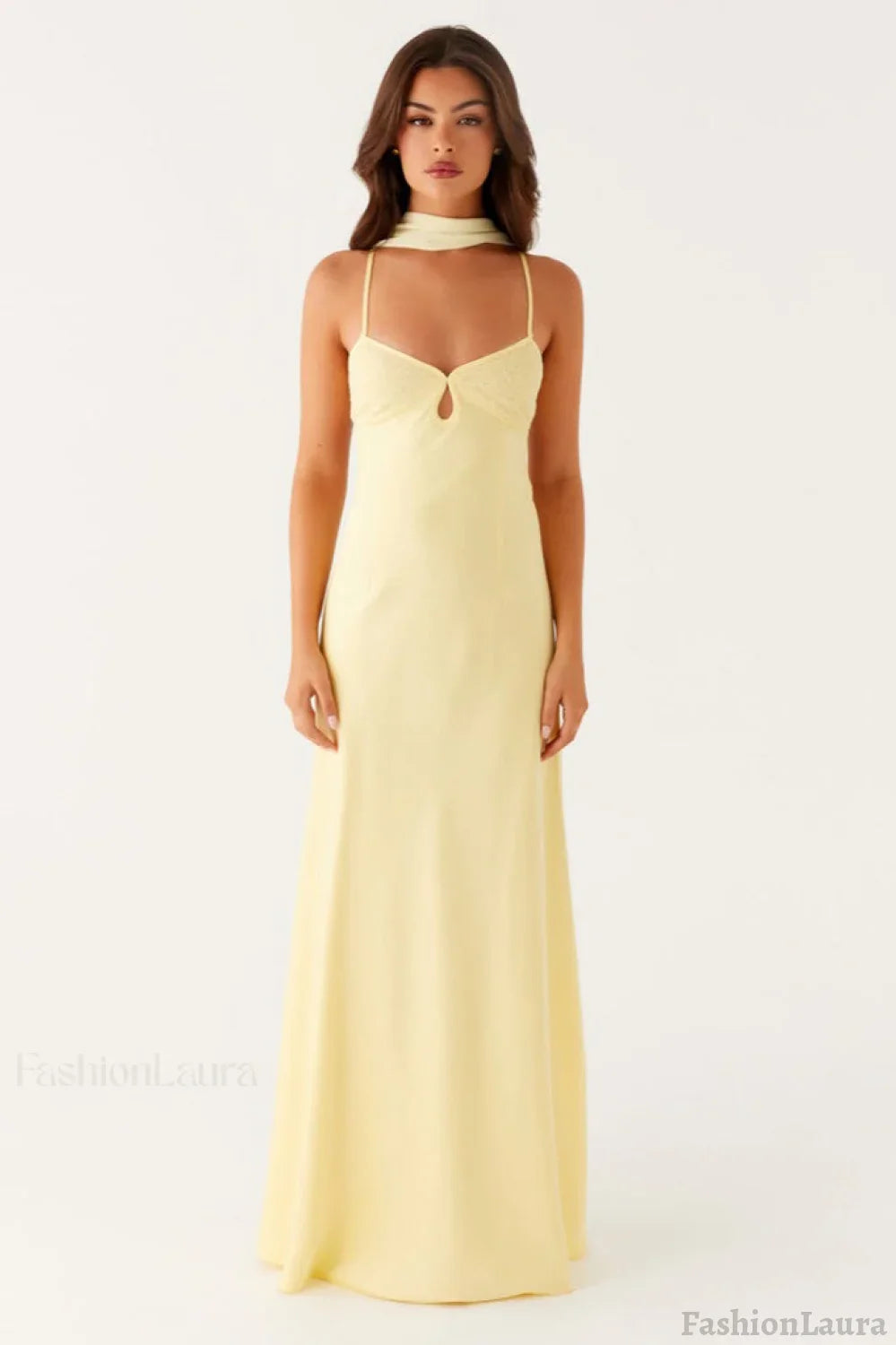 V Neck Tie Back Satin Maxi Dress