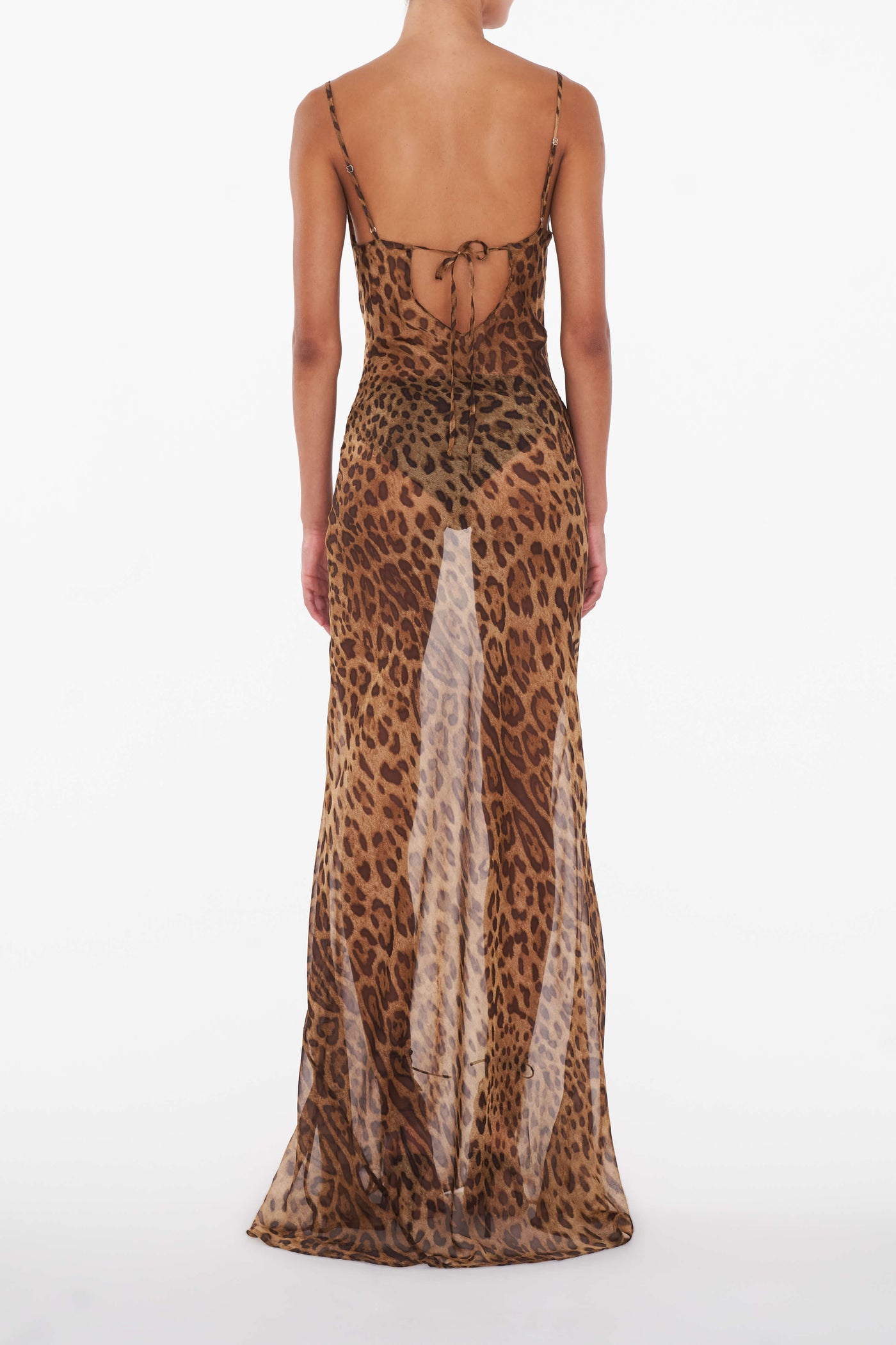 Leopard Print Cowl Neck Satin Slip Maxi Dress 3