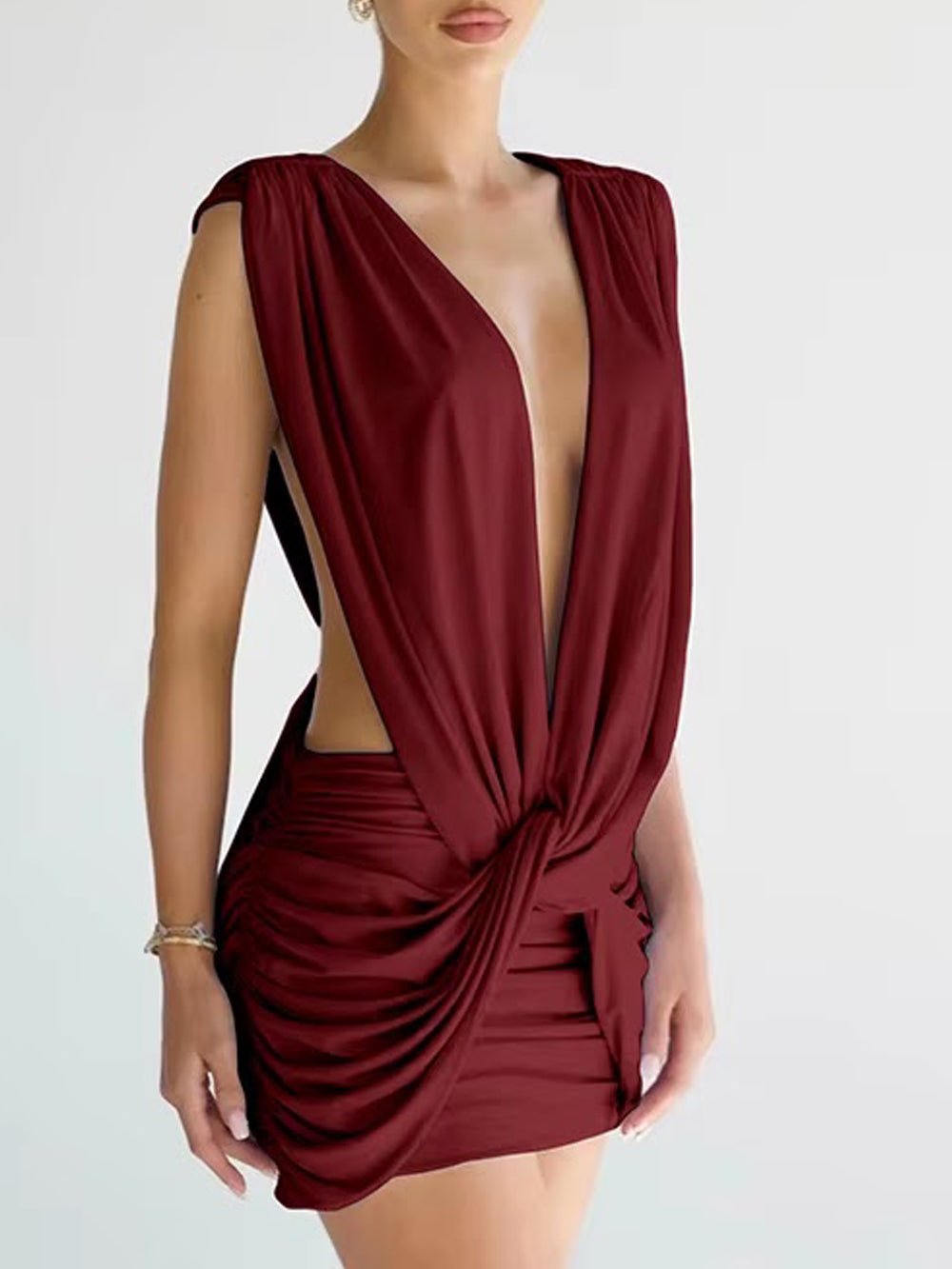 Valeria Draped Knot Mini Dress