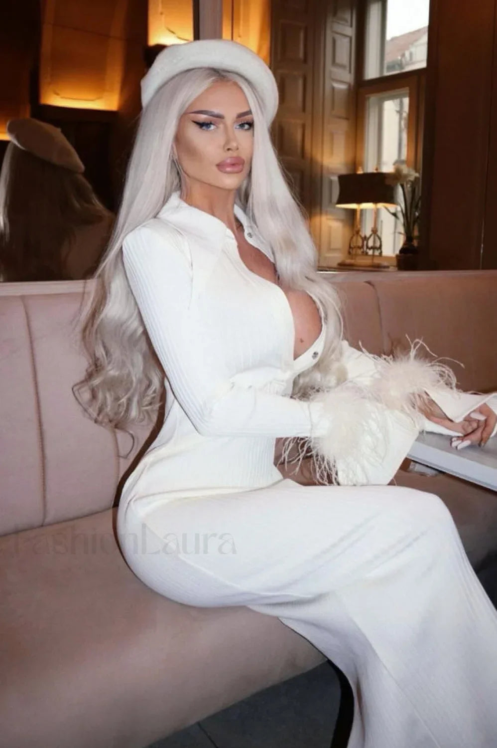 Vallance Feather Stylish Trim Maxi Dress