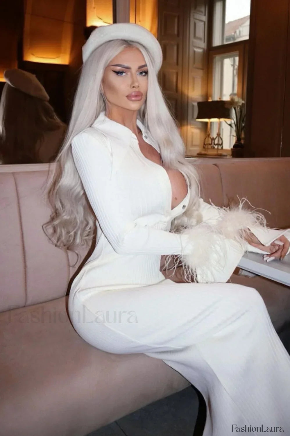 Vallance Feather Stylish Trim Maxi Dress