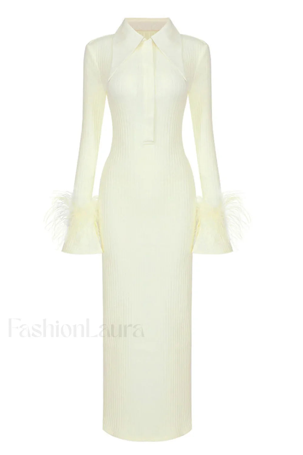 Vallance Feather Stylish Trim Maxi Dress XS / Yellow