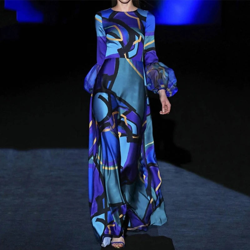 Indie - Ruffle A-Line Party Banquet Dress Blue