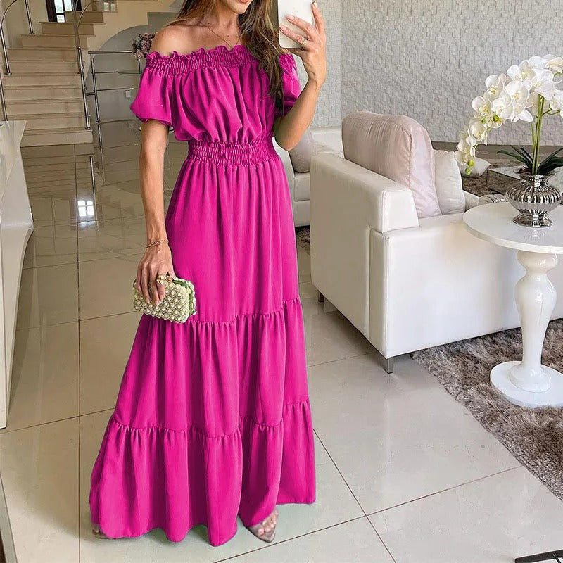 Alba Minimalist Off Shoulder Dress Evening Wear Edit