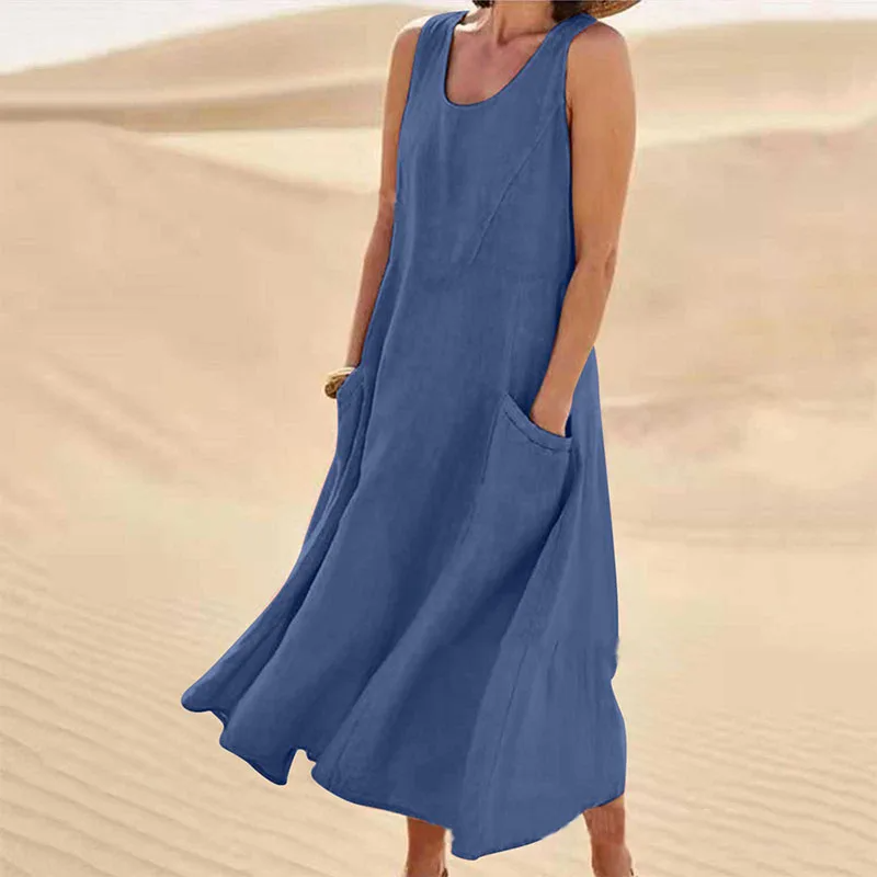 Gundisalva Timeless Sleeveless Dress with Pockets Chic Silhouette Collection
