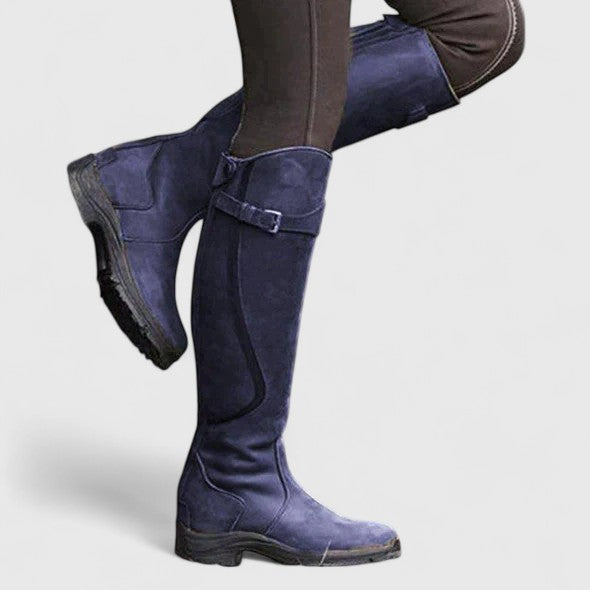 Buckle Strap Low Heel Knee High Riding Boots