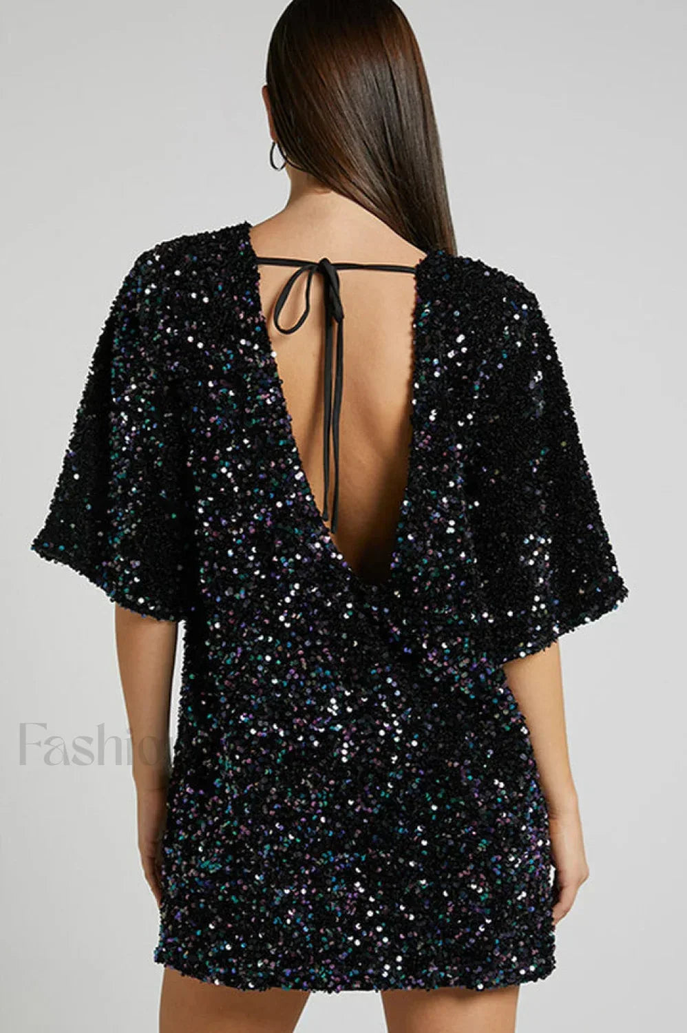 Velour Sequins Stylish Mini Dress