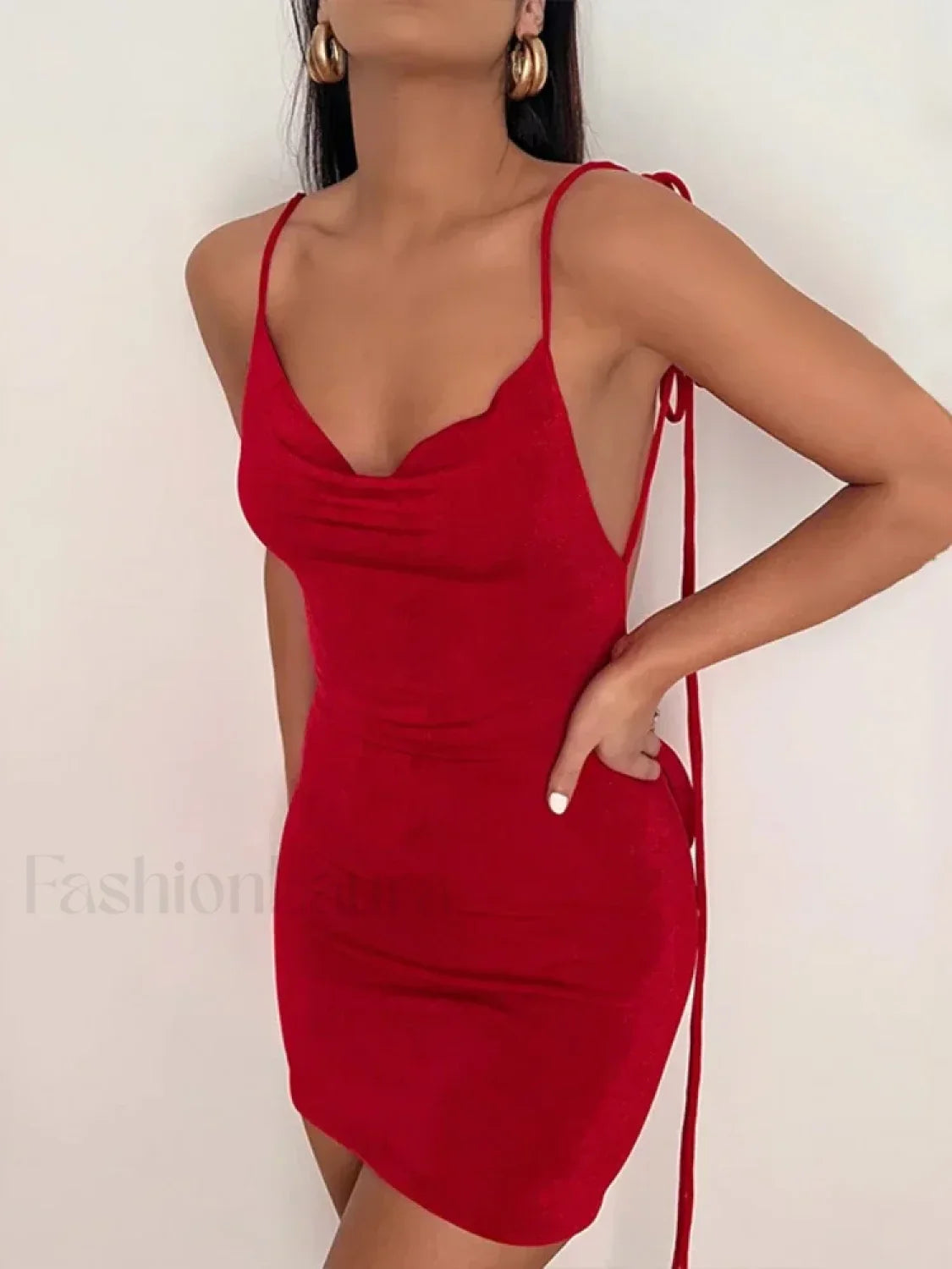 Velvet Deep Open-Back Mini Dress