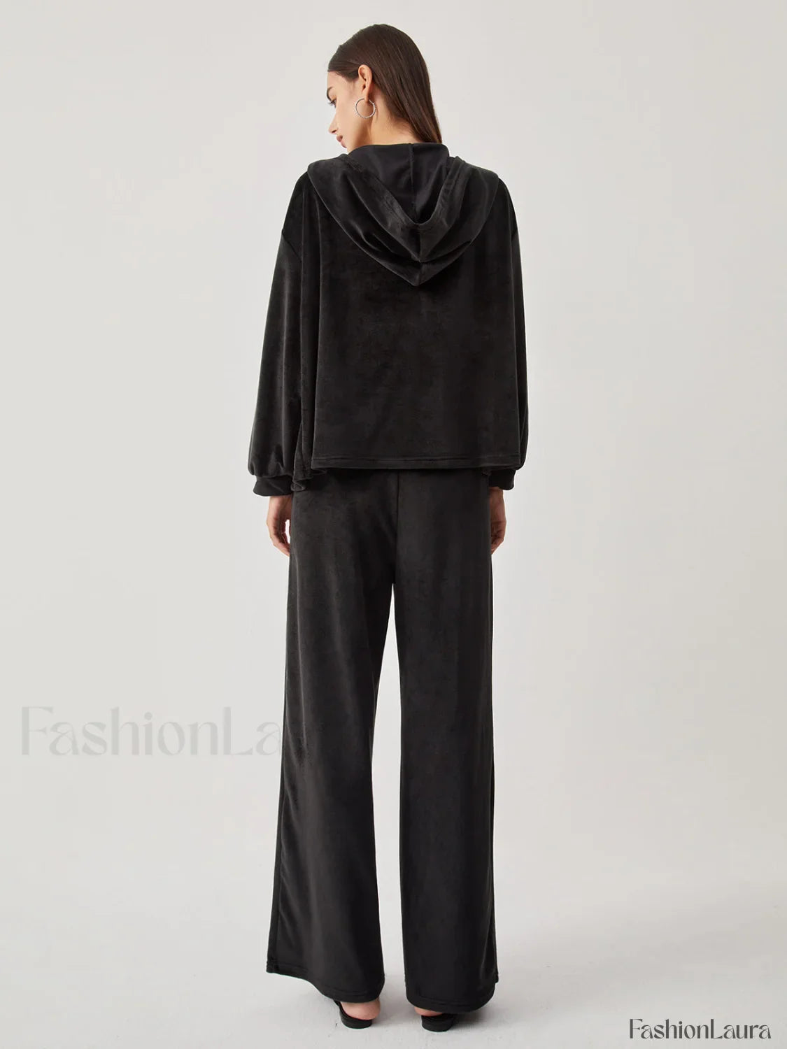 Velvet Hoodie Three Trendy Piece Pants Set