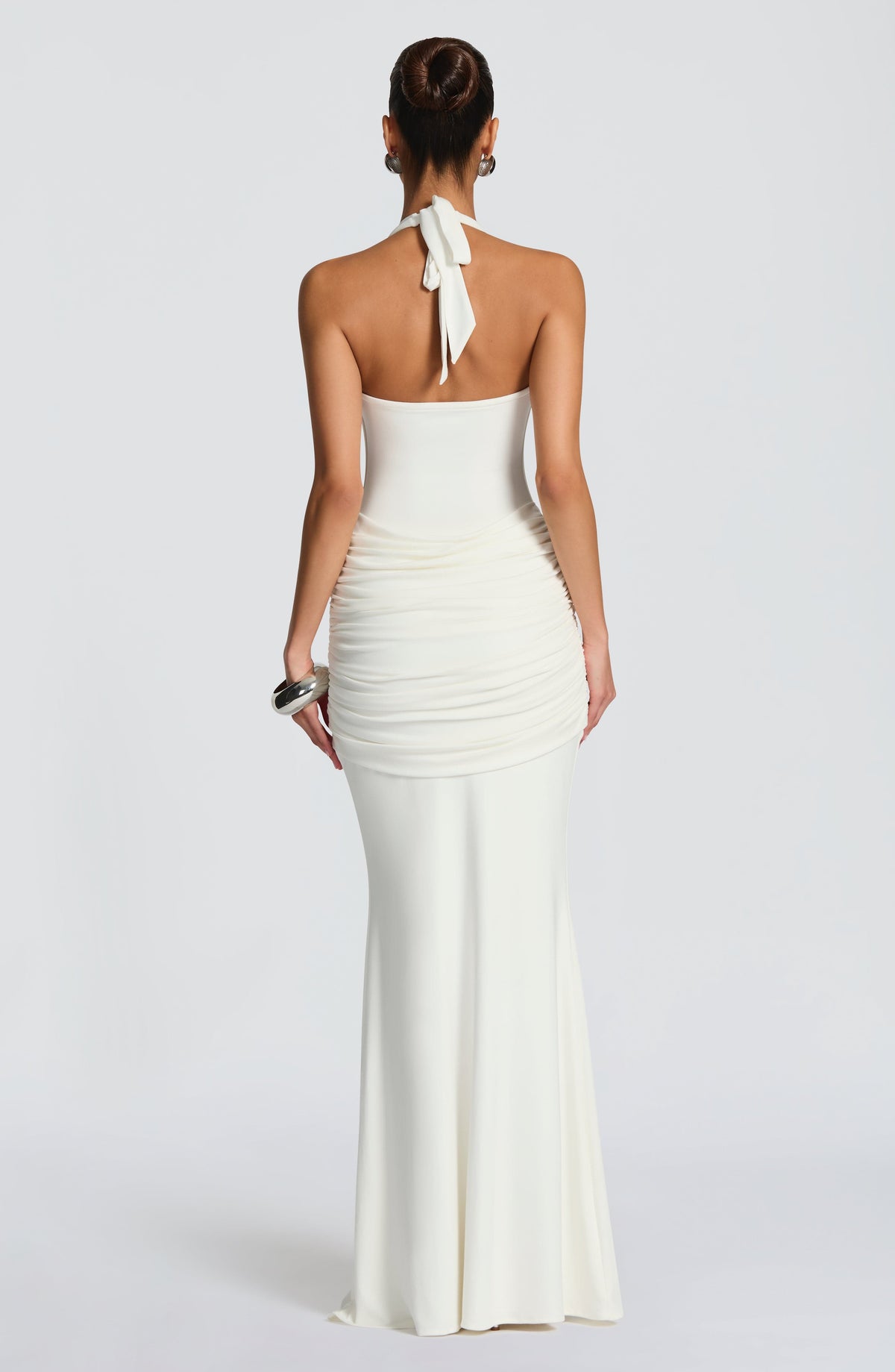 Halter Neck Scoop Front Draped Tie Waist Maxi Dress 2