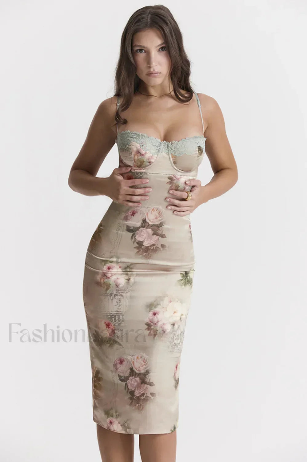 Venus Vintage Stylish Floral Midi Dress