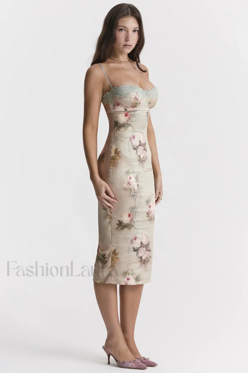 Venus Vintage Stylish Floral Midi Dress