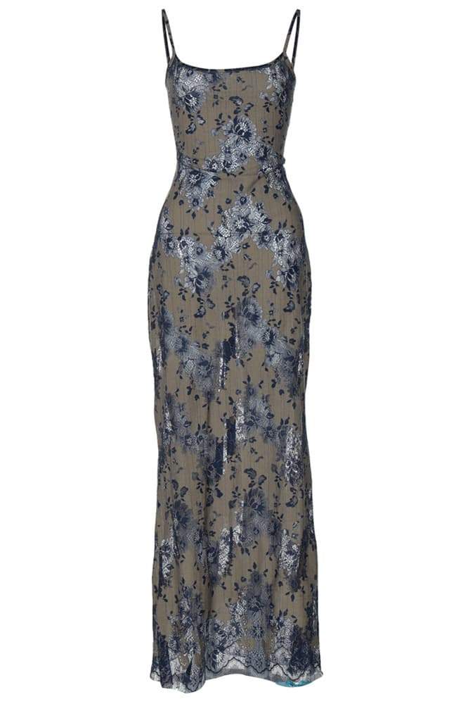 Floral Lace Spaghetti Strap Mermaid Maxi Gown