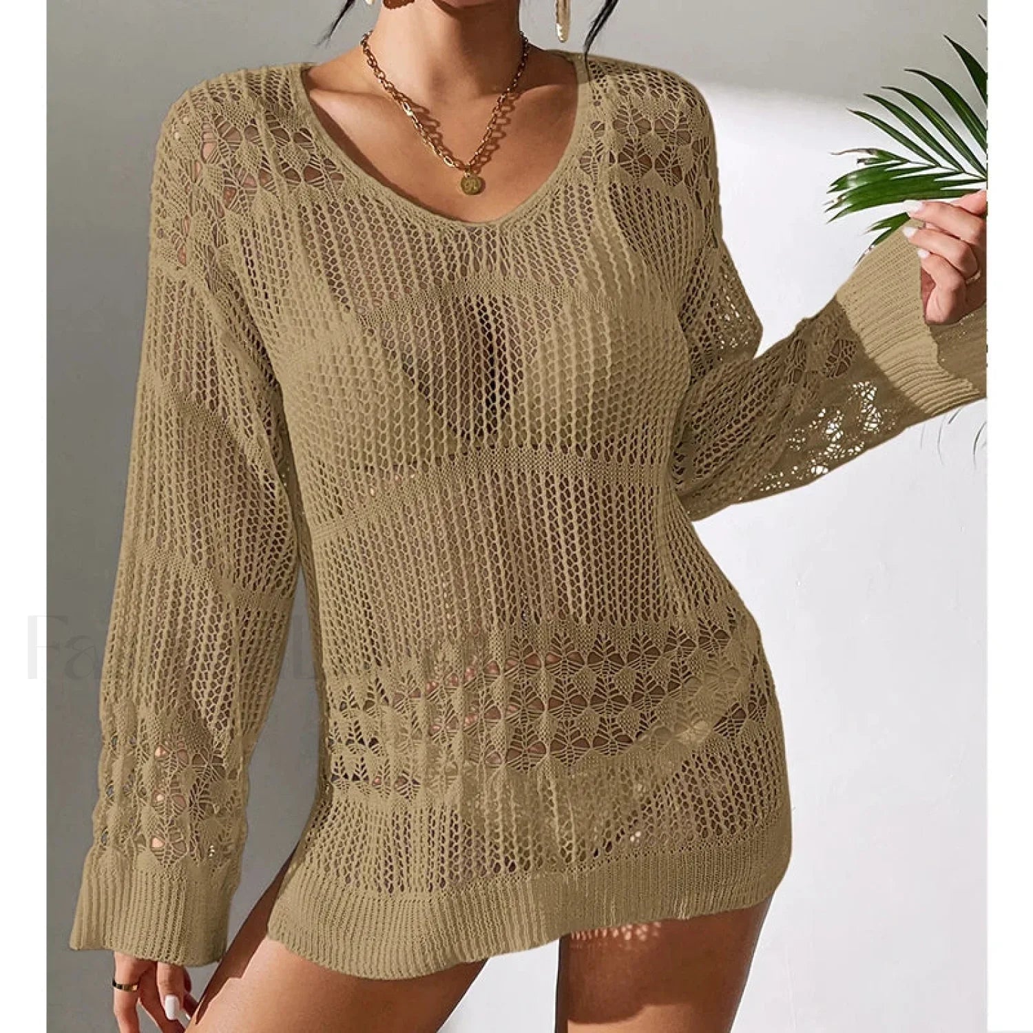 Versatile Crew Neck Long Cover Up
