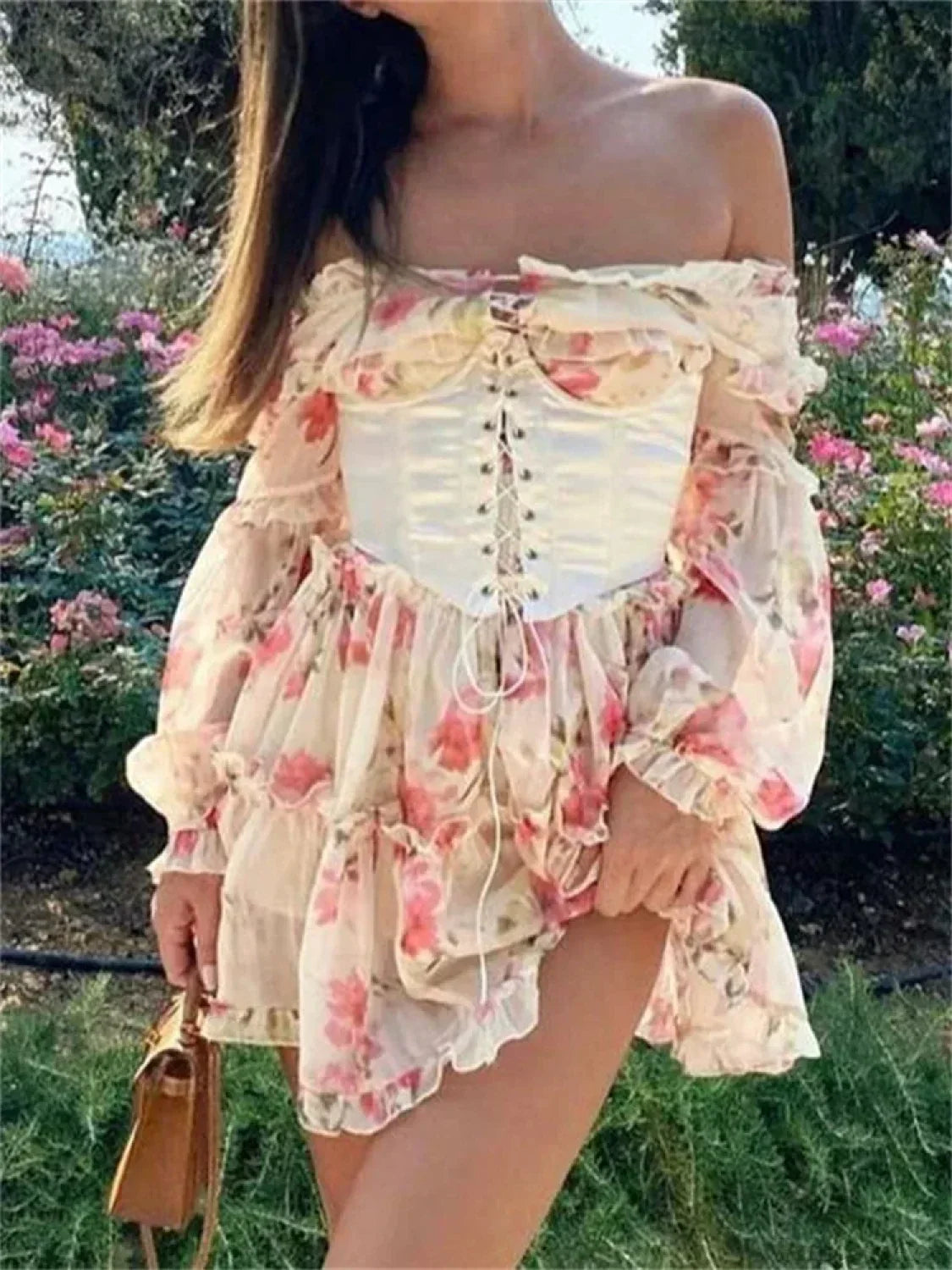 Vintage Bandage Corset Mini Dress color / S minidress-250223