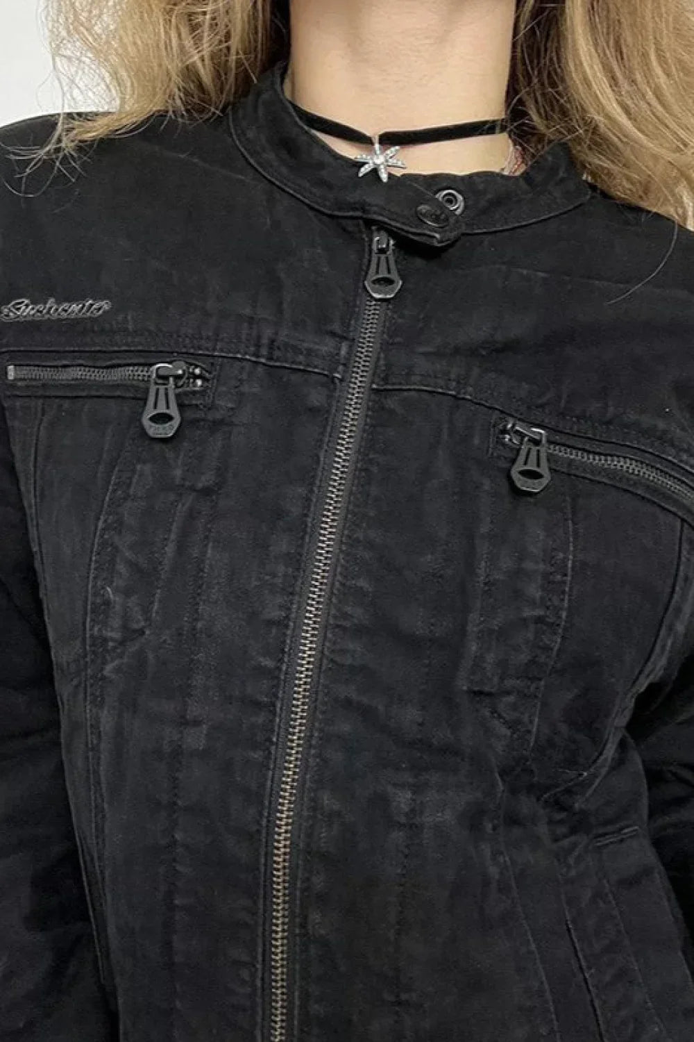Vintage Black Denim Trucker Jacket