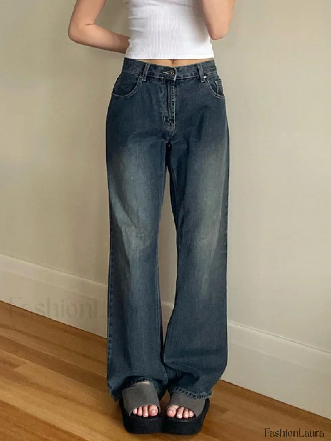 Vintage Blue Graceful Wash Boyfriend Jeans