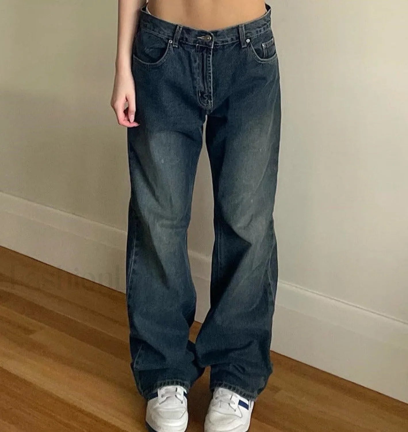 Vintage Blue Graceful Wash Boyfriend Jeans