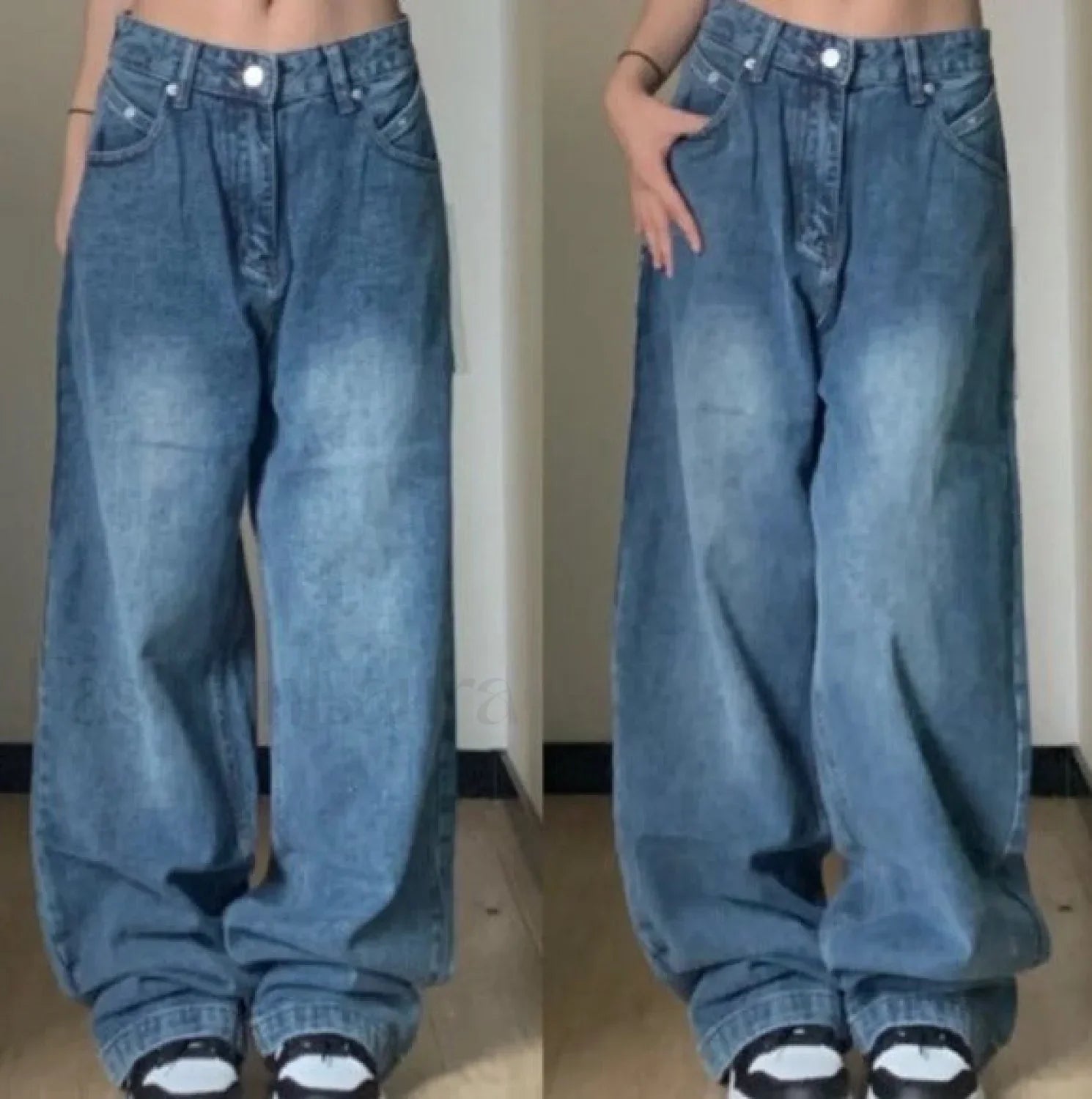 Vintage Blue Graceful Wash Boyfriend Jeans