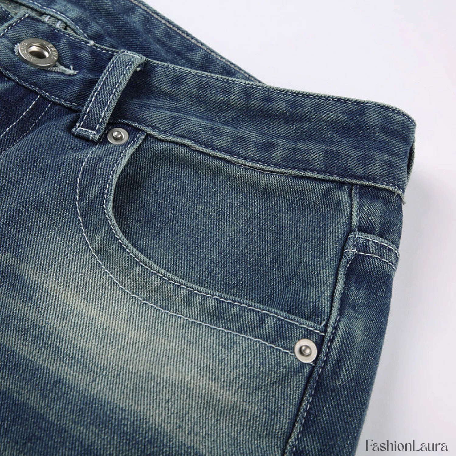 Vintage Blue Graceful Wash Boyfriend Jeans