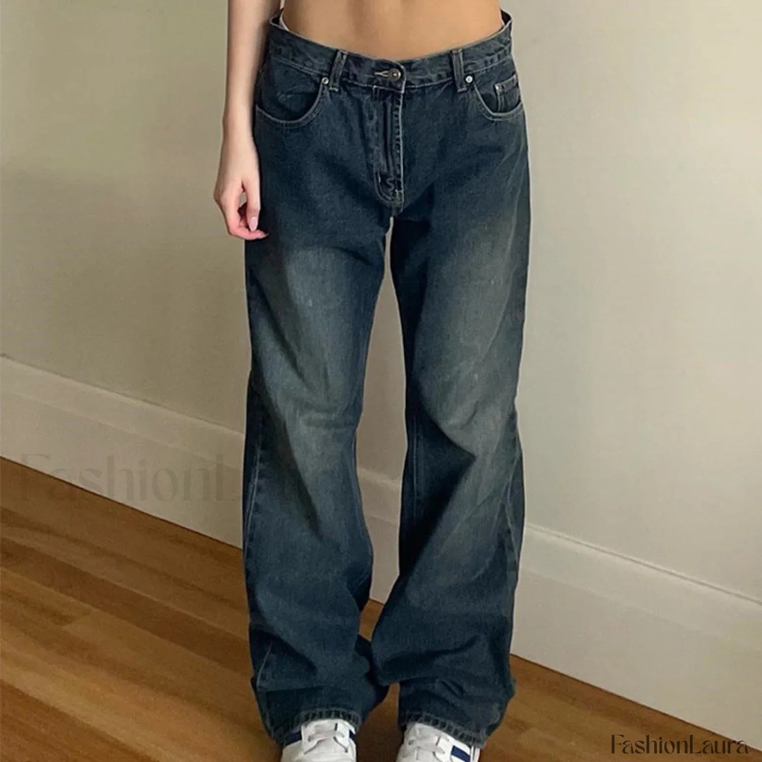 Vintage Blue Graceful Wash Boyfriend Jeans