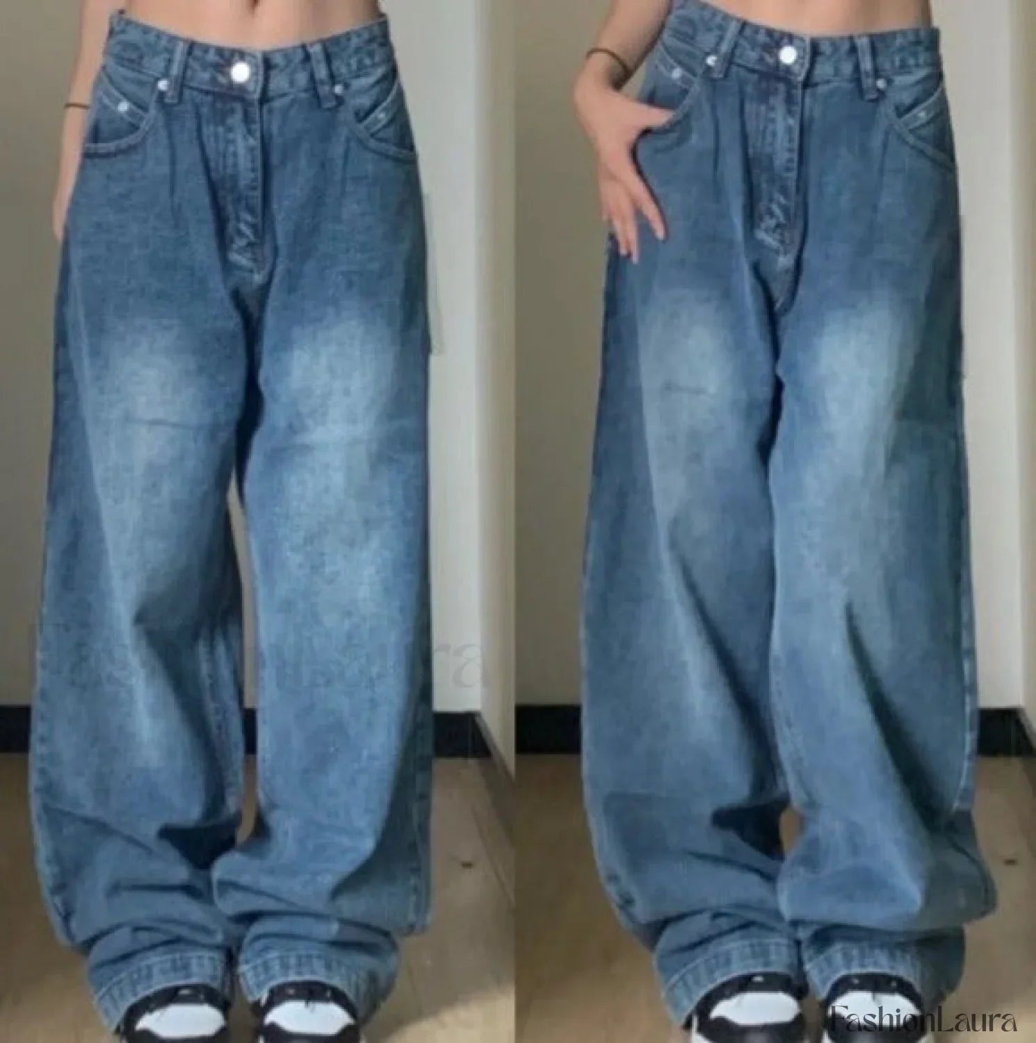 Vintage Blue Graceful Wash Boyfriend Jeans