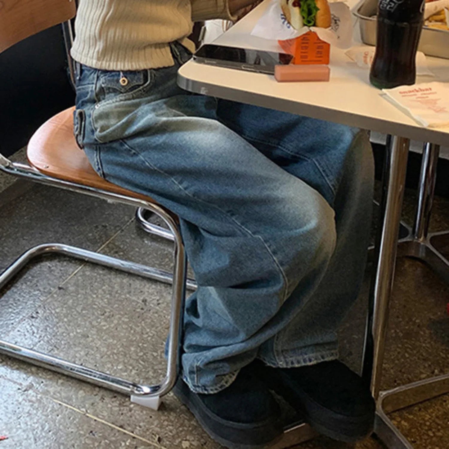 Vintage Blue Graceful Wash Boyfriend Jeans