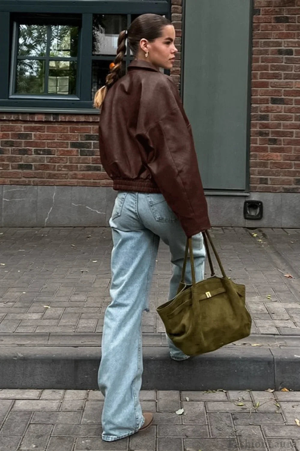 Vintage Brown PU Leather Jacket