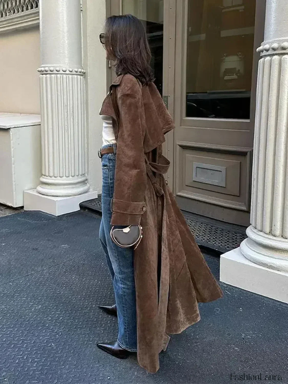 Vintage Brown Women's Lapel Long Overcoats