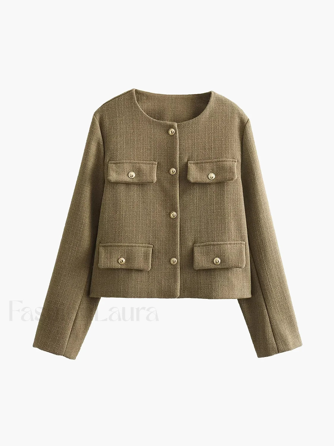 Vintage Button Graceful Tweed Blazer Khaki / XS Blazers