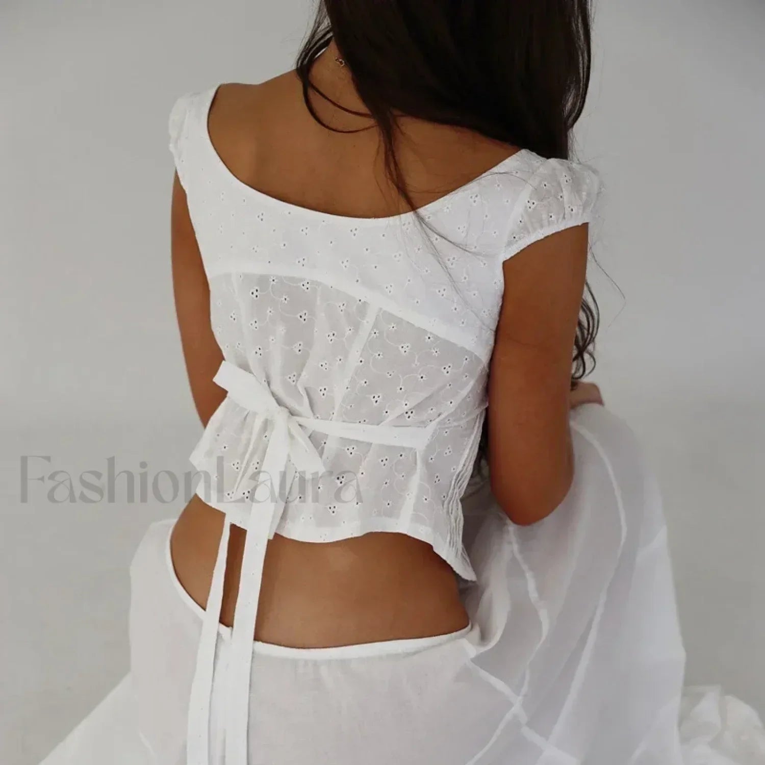 Vintage Button-Up Milkmaid Crop Top